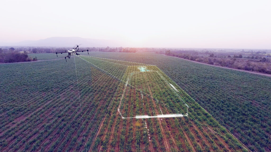 Escaneo de área de trabajo con dron para topografía en proyecto del tratamiento de aguas residuales
