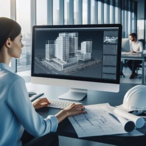arquitecta revisando un modelo bim