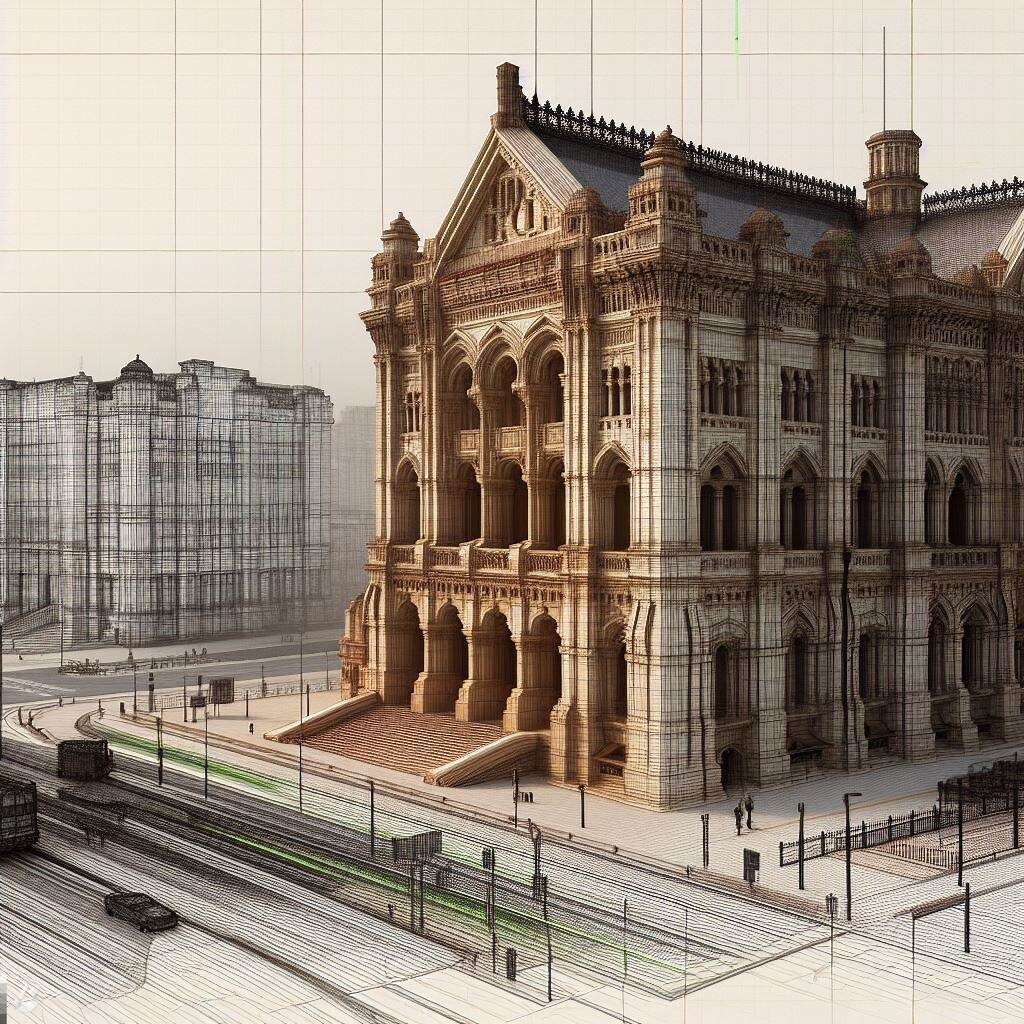modelo de edificio historico generado por el láser escaner 3d