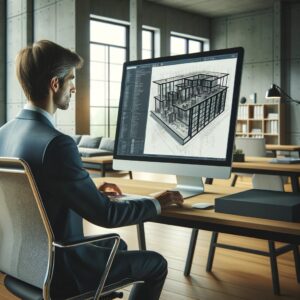 consultor bim trabajando en una computadora