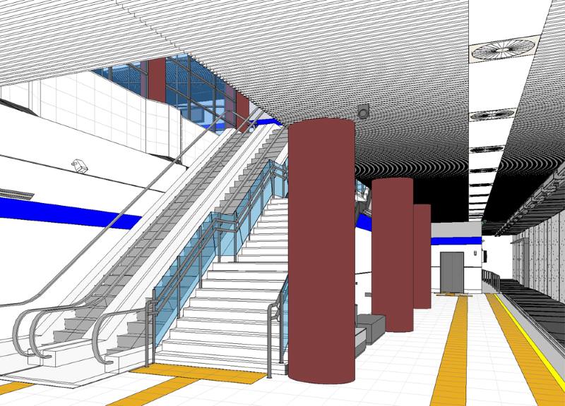 detalle de la infraestructura publica del metro de valencia creada con modelado bim