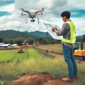 ingeniero realizando fotogrametria con drones