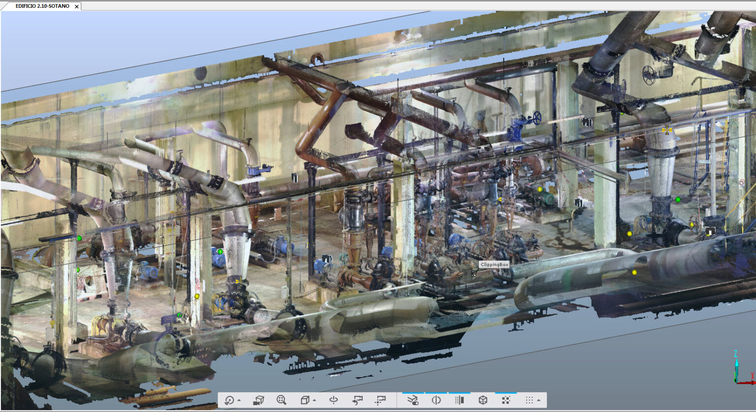 modelo generado con el laser escaner 3d de un sistema de ductos en una planta industrial