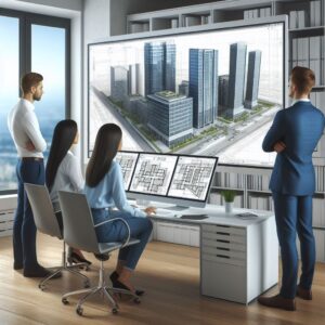 equipo trabajando en un modelado bim